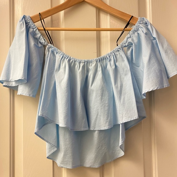 ZARA Off The Shoulder Top Baby Blue - Picture 2 of 6